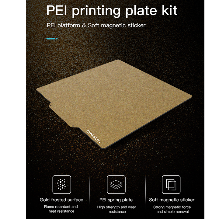 Bộ tấm bàn in mặt nhám PEI Printing Plate Kit Frosted Surface size 320*310*2mm dùng cho series CR-10 & Ender 3 Max