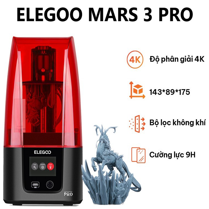 Máy in 3D resin ELEGOO Mars 3 Pro mSLA màn hình LCD Mono 4K