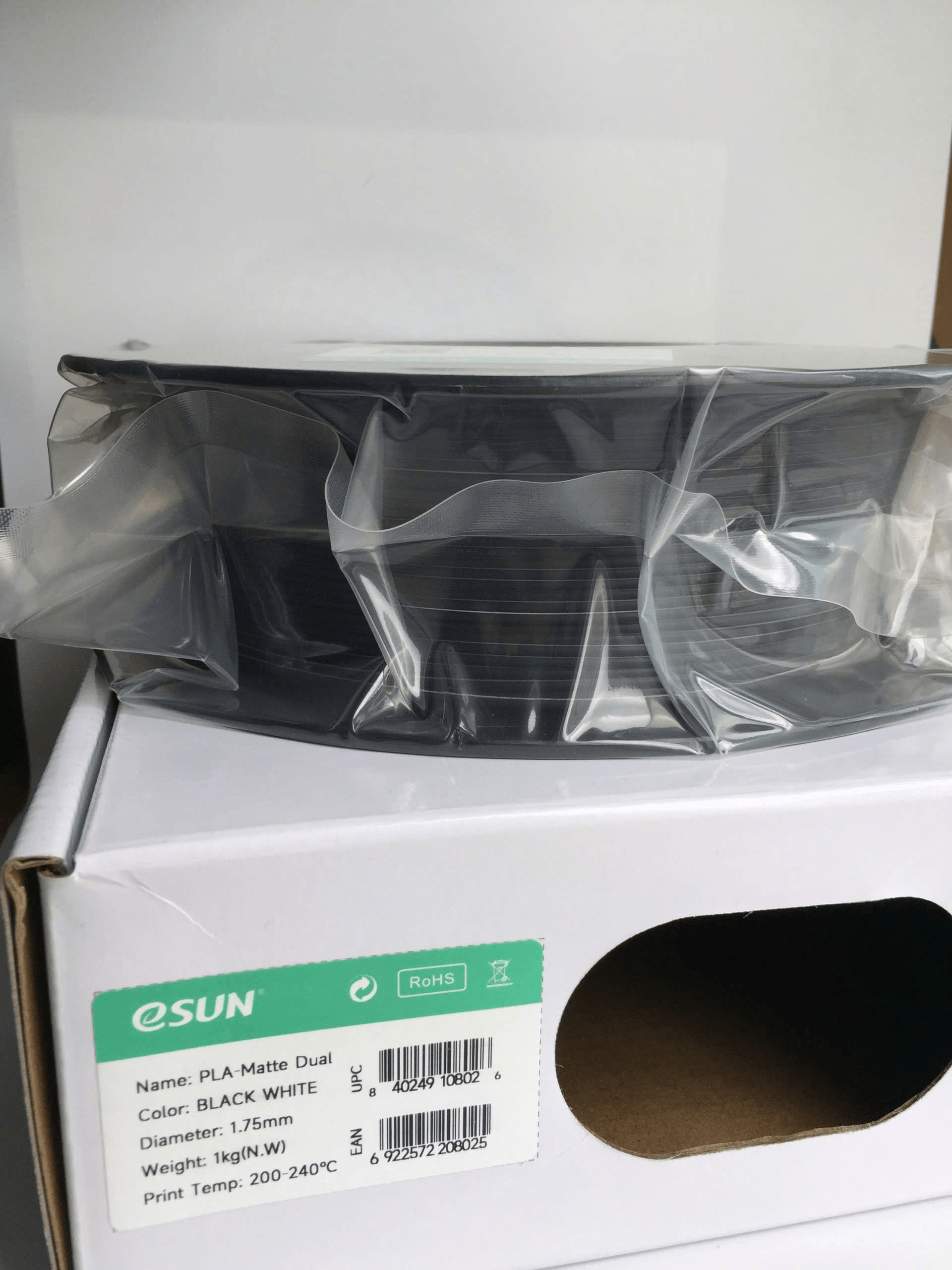 Nhựa in 3d 2 màu eSun PLA-Matte Dual Color màu Black White