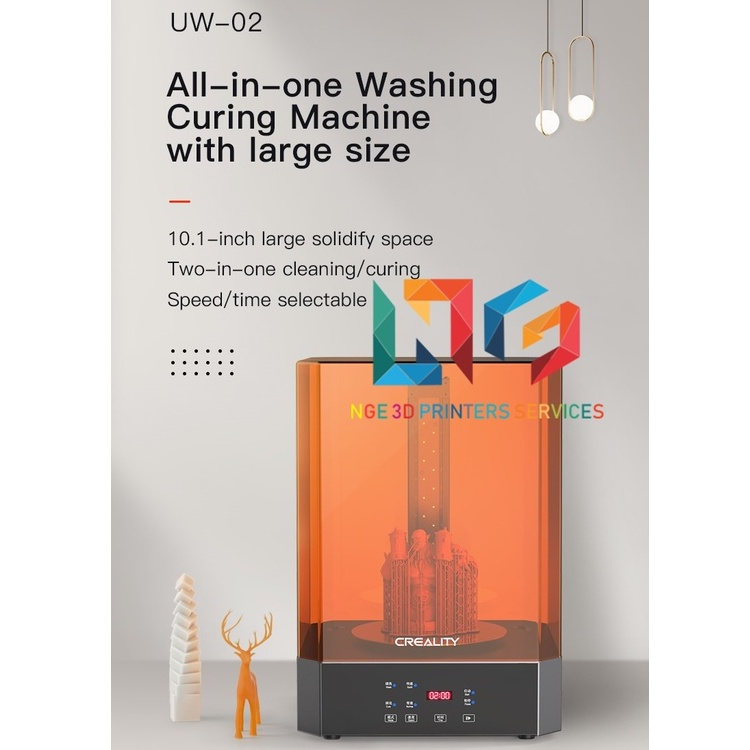 Máy rửa và phơi sáng đóng rắn UV cho mô hình in 3d resin Creality UW-02 Washing and Curing Machine
