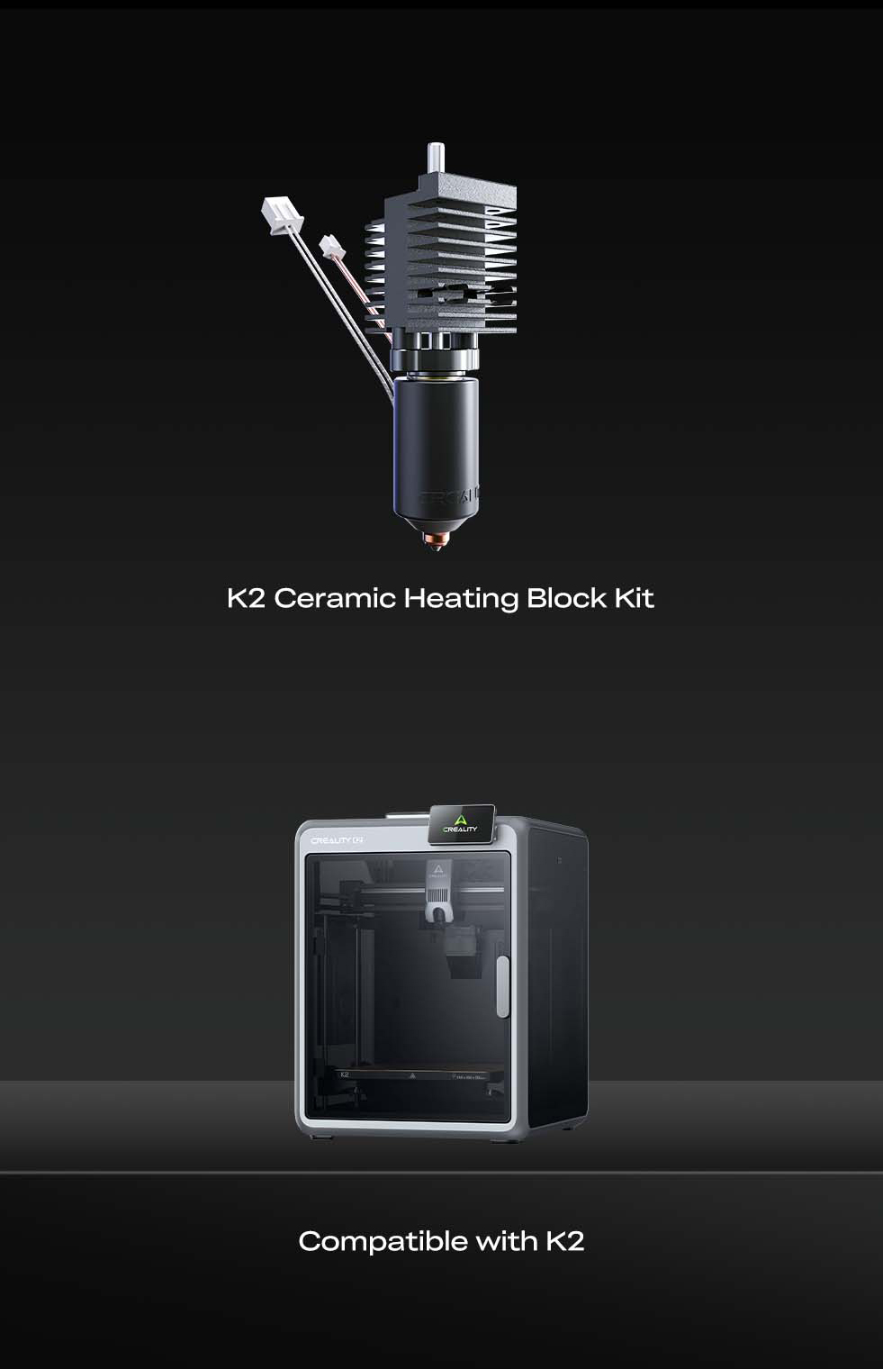 Bộ đầu đùn gốm Ceramic Heating Block Kit cho máy in 3D Creality K2 / K2 Pro