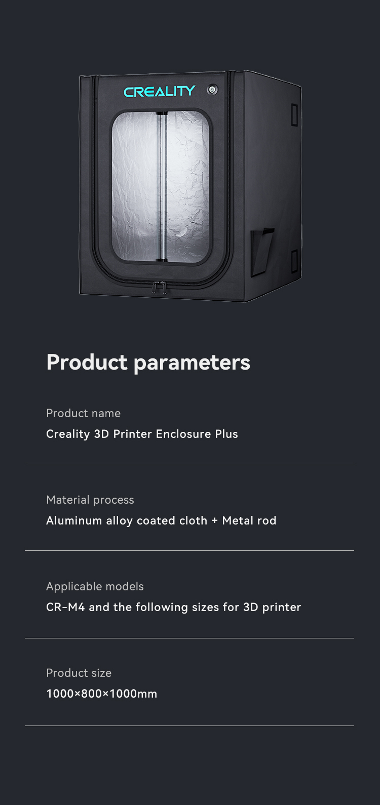 Vỏ bảo vệ, cách nhiệt, chống cháy Creality 3D Printer Enclosure Plus cho máy in 3D Creality Plus chính hãng