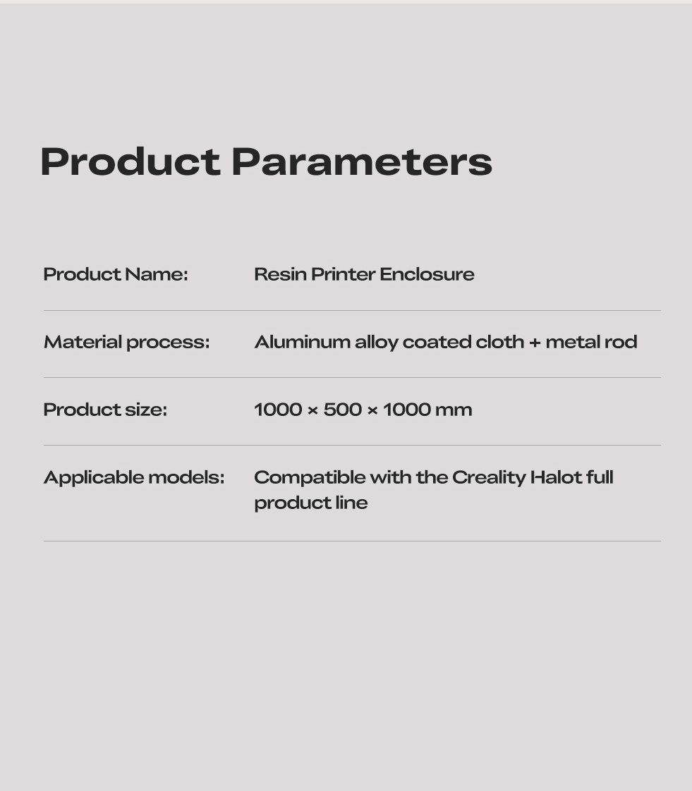 Vỏ bảo vệ, chống bụi, ngăn mùi, cách nhiệt Resin Printer Enclosure cho máy in 3D Resin Creality