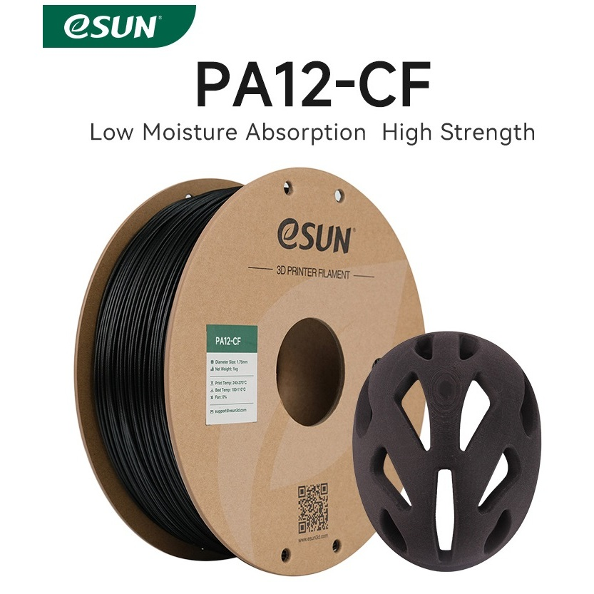 Nhựa in 3d Nylon chứa sợi carbon ESUN PA12-CF màu Black 1kg